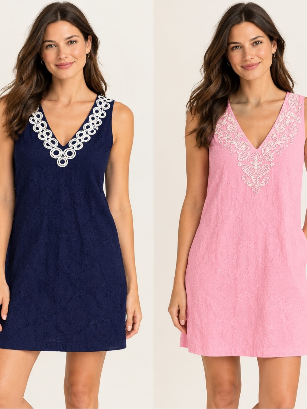 TWO Lands' End Women's Pink and Navy dress - different sizes look at tags please